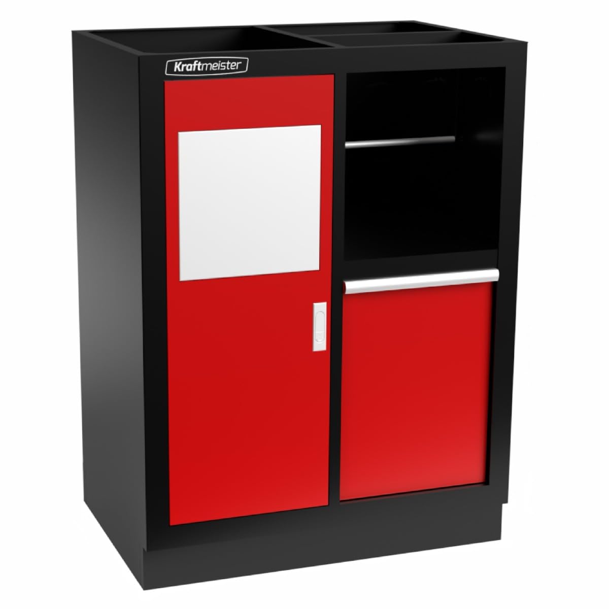 Werkstatteinrichtung - Männerküche mit 5 Schubladen, 5 Schränken und 1 Abfalleimer mit Papierrollenhalter - Werkzeugschrank, Garage - modulares Werkbank mit Edelstahl Arbeitsplatte - Rot