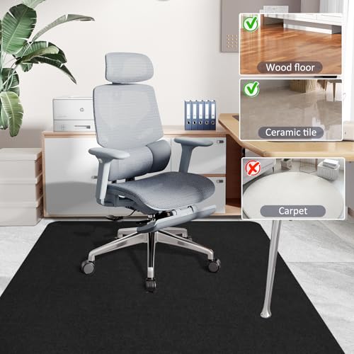 Image of Office Chair Mat for Hardwood Floor - Anti-Slip Floor Protector, Desk Chair Mat, Low-Pile Rug, Gaming Rolling Chair Mat,Multi-Purpose Floor Protector for Office Chair (Black, 36X48 in)