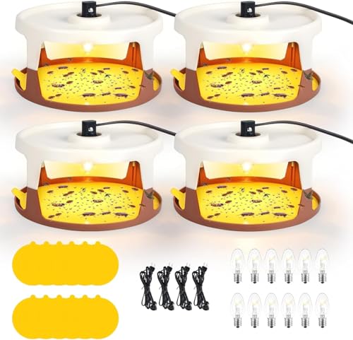 4 Pcs Flea Traps for Inside Your Home, Flea Light Trap for Indoor Flying Insect Control Trapper with...