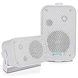 Pyle 2Pc Outdoor Weatherproof -Speaker System - 3.5 Inch Dual Waterproof Wall or Ceiling Mounted -Speakers Heavy Duty -Grill, Universal Mount - For Pool, Patio or Indoor Use - Pyle AZPDWR30W (White)