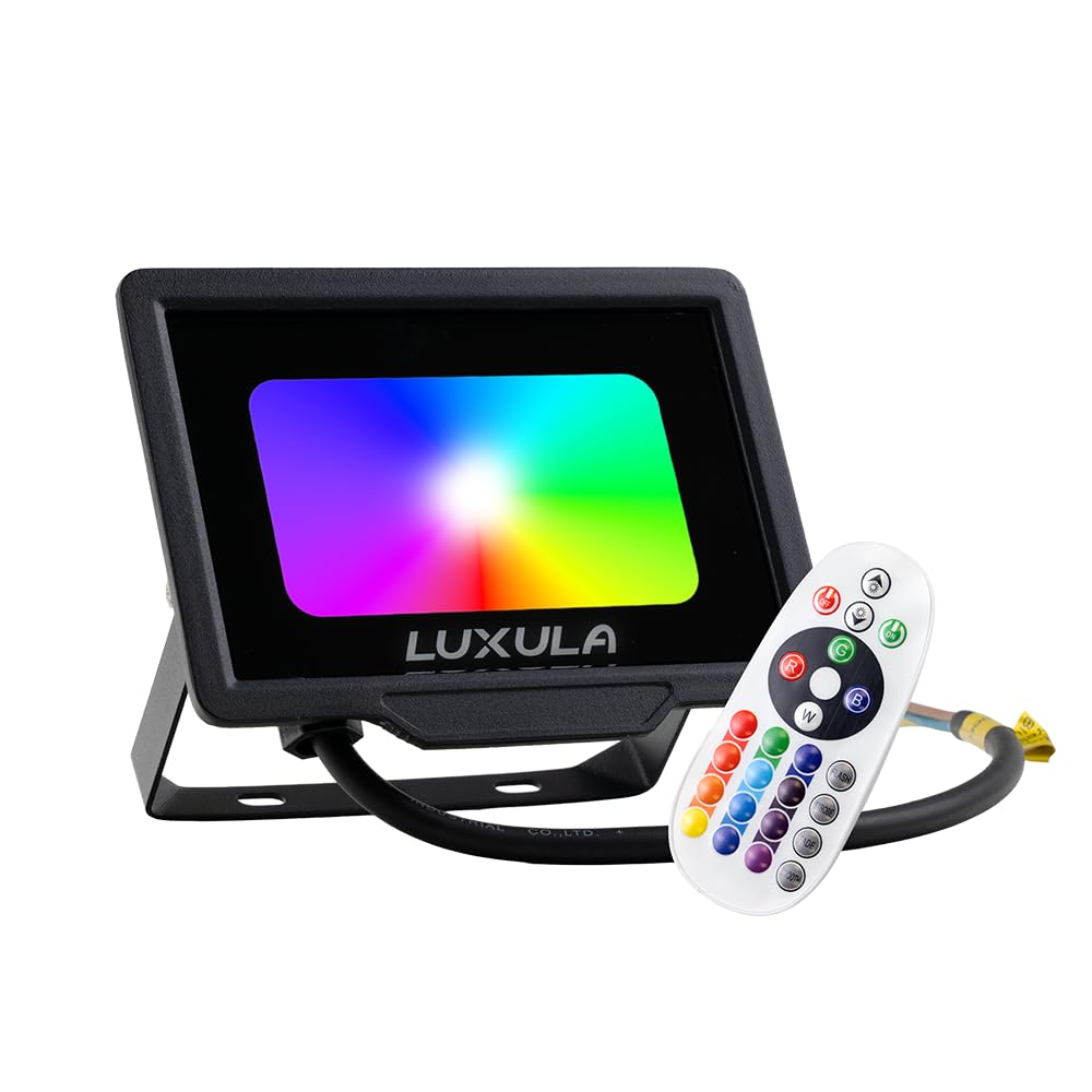 LUXULA LED Flutlichtstrahler LX400181, 20 W, RGB, IP65, Schwarz — mit Fernbedienung