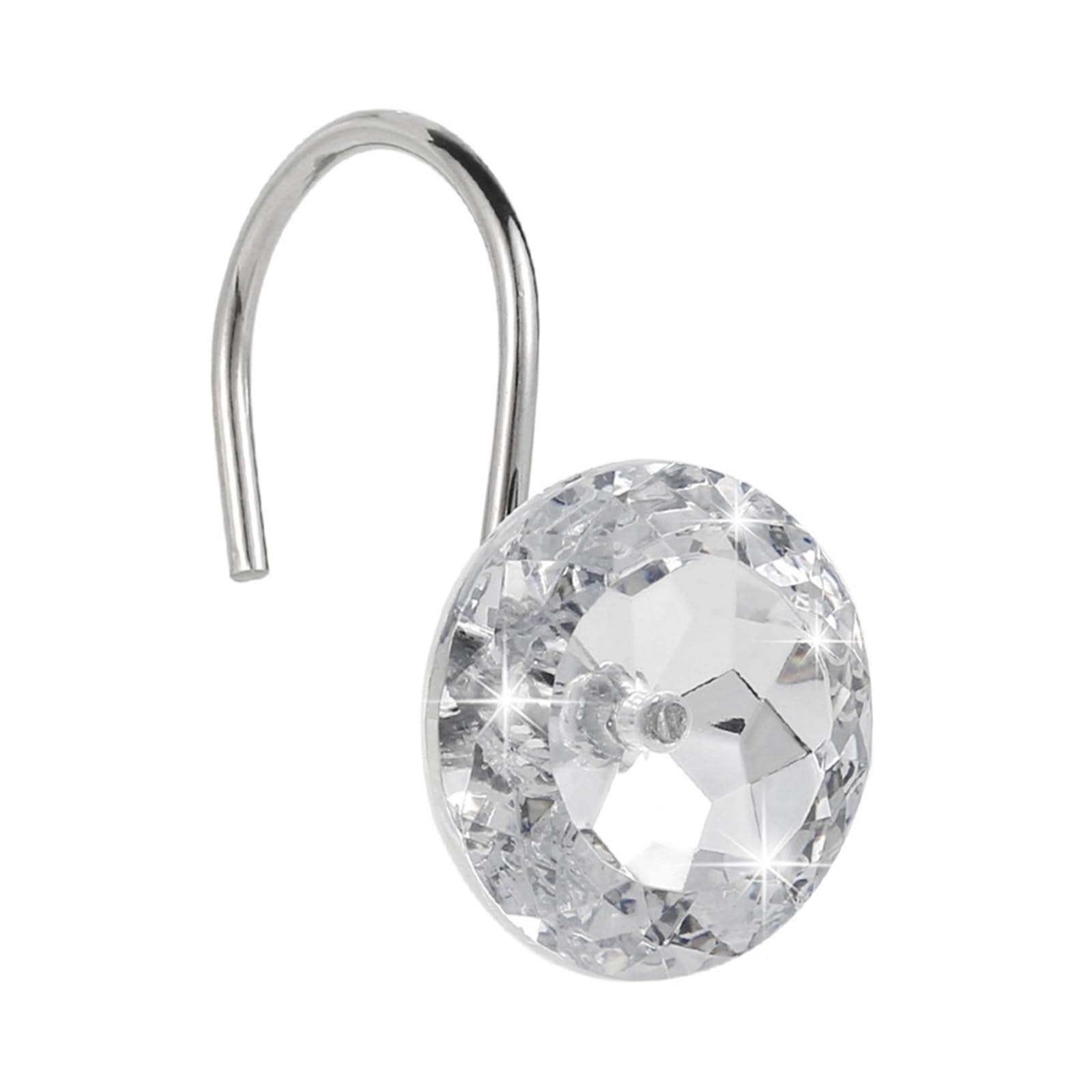 Ganci for tende da doccia 12 pezzi Anelli in cristallo acrilico Decorativi con diamanti rotondi antiruggine(24pcs)