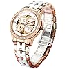OLEVS Womens Automatic Watch, Premium Large Face Diamond Accented Self Winding Watches for Women, Fashion Waterproof Ladies Dress Watch, Two Tone Stainless Steel Ceramic Bracelet