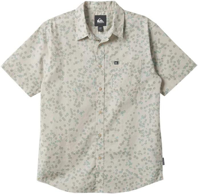 Quiksilver - Mens Apero Cosmic Fields Classic Short Sleeve Shirt, Color Silver Birch, Size: Medium