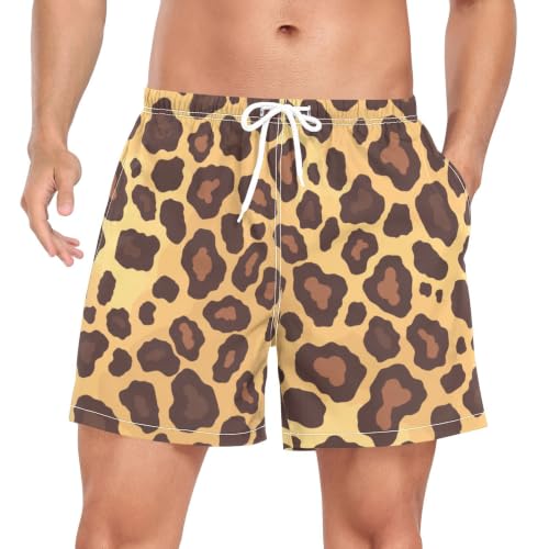 Bañador de secado rápido con estampado abstracto dorado de leopardo para hombre 1