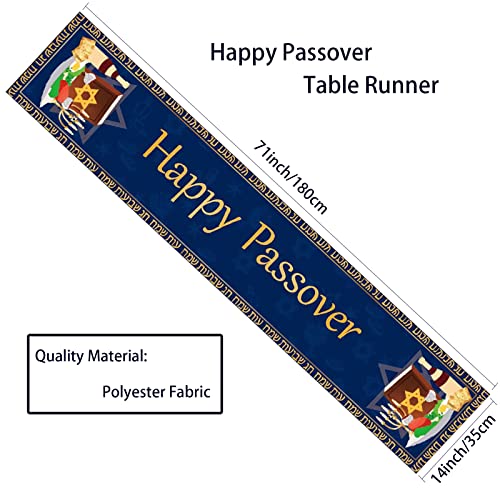 Xinyidl Happy Passover Table Runner, 14'' X 71''Polyester Blend Classic Table Runners For Jewish Holiday Party Dining Table Party Decoration And Supplies #TOP2