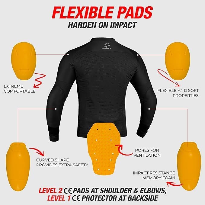 J.A.G. Motorcycle Mesh Shirt for Men with CE Certified Protective Padded Armors | All Season Motorcycle Riding Shirt - Image 6