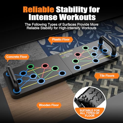 Emurdyon Push Up Board: 20-in-1 Foldable Home Workout Equipment Strength Training Pushup Stands, Durable ABS with Anti-Slip Grips Portable for Home Office Gym Full-Body Exercise for Men & Women, Ideal Gift for friend - Thumbnail 4