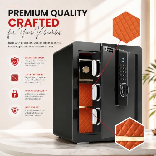 Image of Amazon Basics Pro Gross Capacity - 54L (Net - 49L), Biometric Fingerprint + Password Safe Locker Box for Home & Office | Digital Electronic Security Locker Safe With Dual Access, Anti Theft Steel Body