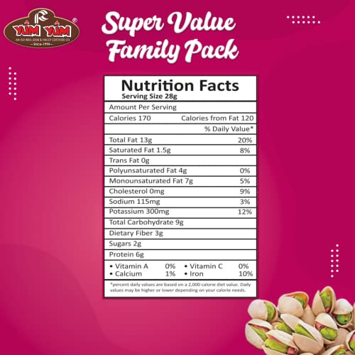 Image of YUM YUM Salted Pistachios Nut Dry Fruits Super Value Family Pack 1kg