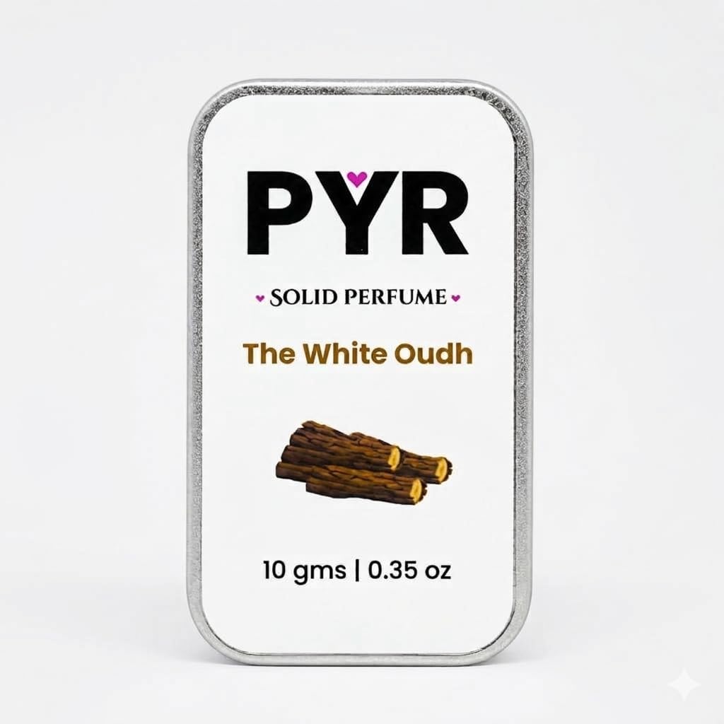 PYR Solid Perfume for Men & Women | The White Oudh Long-Lasting & Strong Fragrance | Non-Greasy & Travel-Friendly | Perfect for Date Night & Gifting | 10g