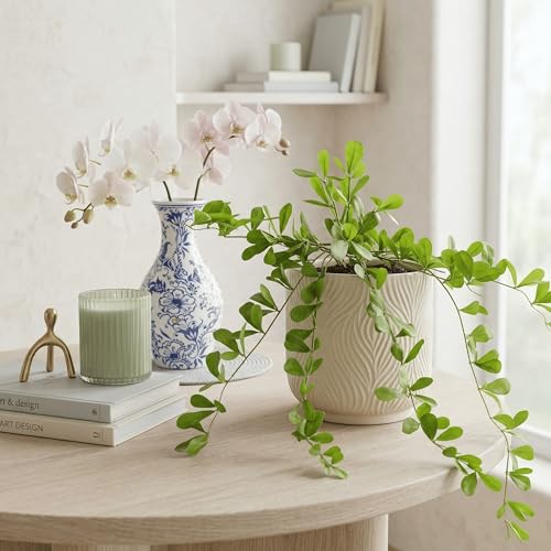 Image of Dekorly 2 Pack Artificial Plants Artificial Hanging Plants Faux Eucalyptus Leaf Greenery Fake Hanging Eucalyptus Plant (Green) (1, Green)