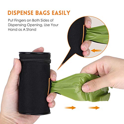 Image of MalsiPree Dog Poop Bag Holder for Leash - Soft Fabric Waste Bag Dispenser with Stainless Steel Clip, Adjustable Strap Pet Waste Bag Carrier, Gifts for New Puppy Owners, Black