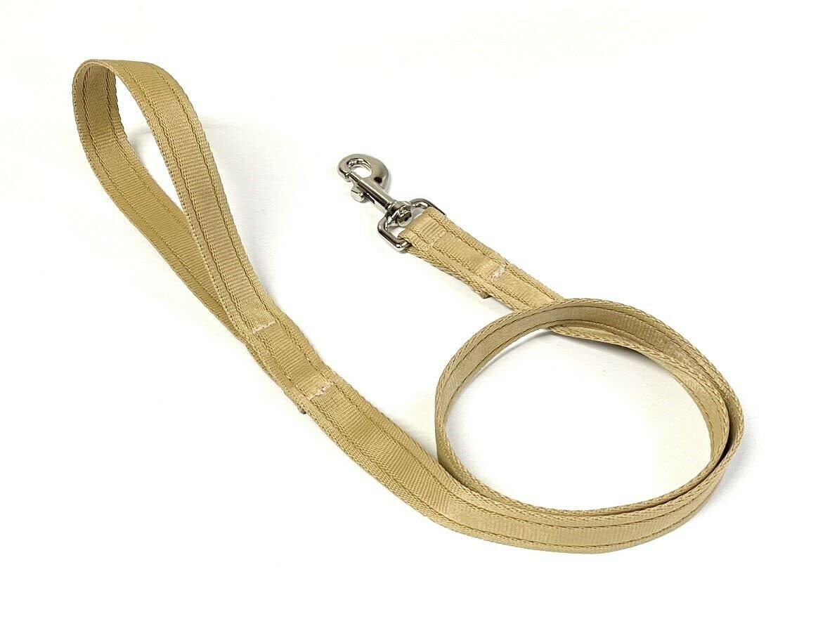 45" Short Dog Lead Close Control Walking Leash Training Handle In Strong And Durable Cushion Webbing (Beige, 20mm)