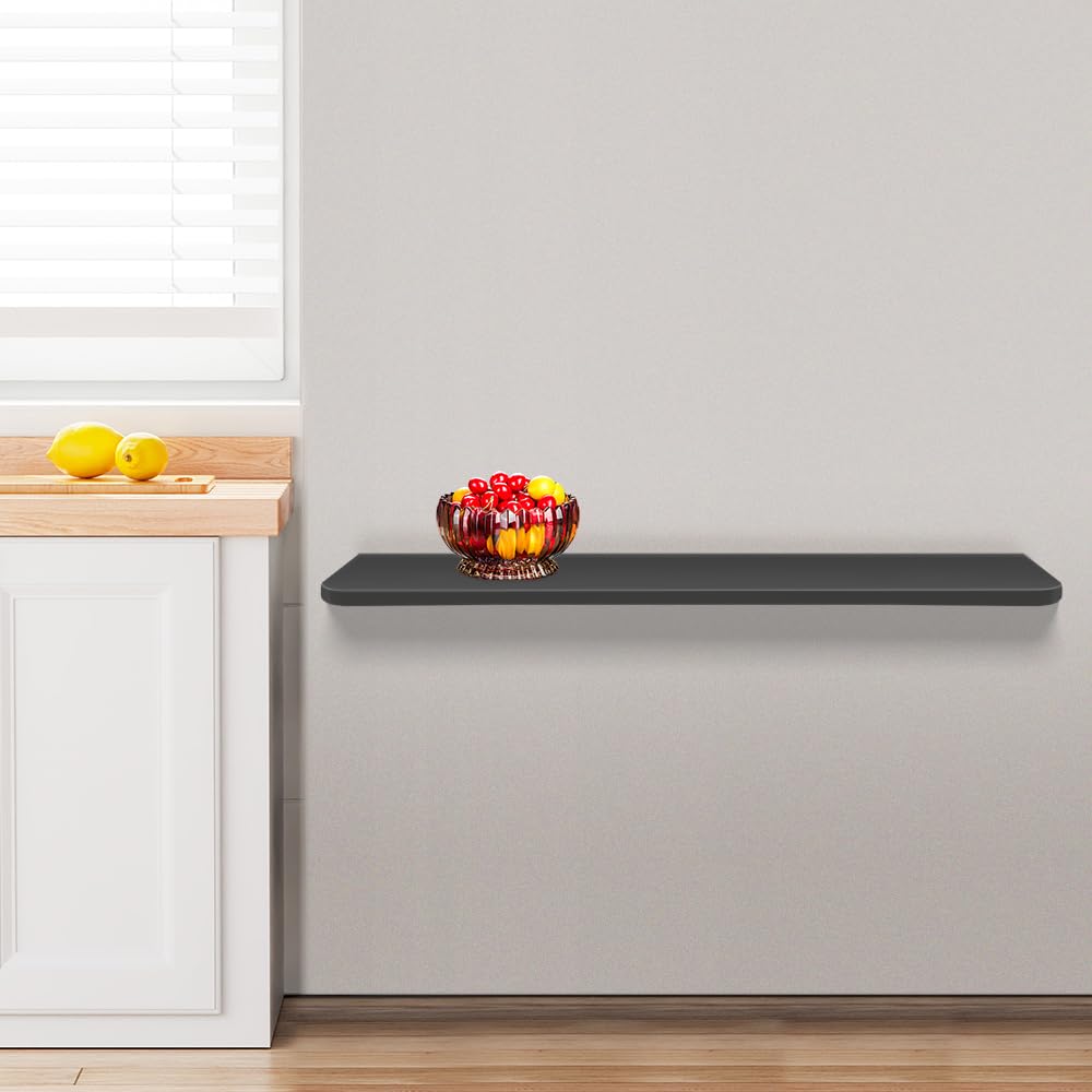 HUOLE Mesa Plegable de Pared, Mesa de Comedor, Mesa de Cocina, Mesa de Bar, Mesa de Pared, Mesa de Bar, Mesa de Pared, Plegable, multifunción Mesa de Comedor Plegable,60 * 30 * 1,6 cm-Negro