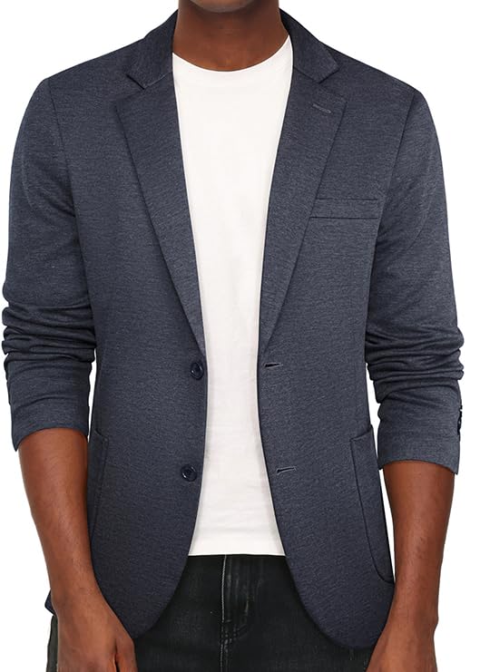 PJ PAUL JONES Blazer for Mens Casual Knit Blazer Two Buttons Unlined Sport Coat Dark Blue XL at Amaz