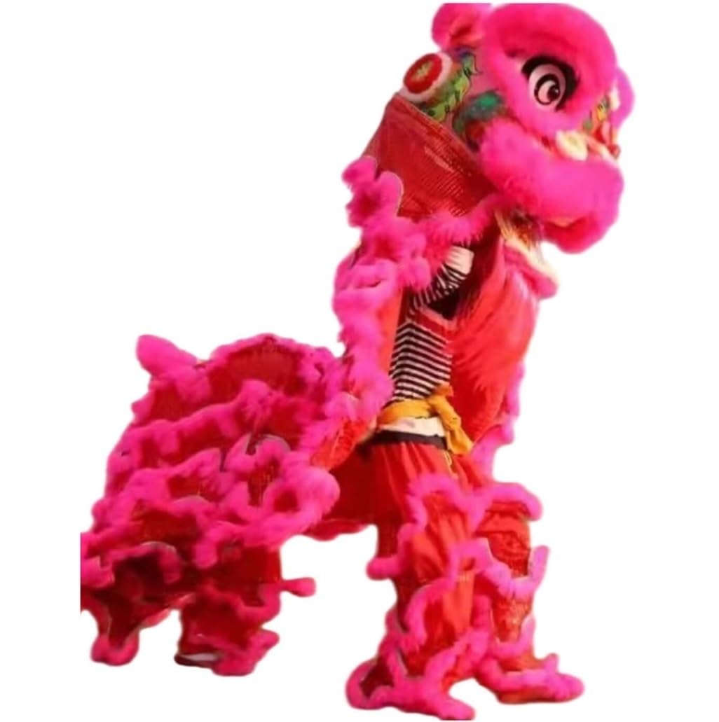 BJfhRH Outdoor Sports Traditional Chinese Dragon Dance Lion Outdoor Sports Props For Two Adult Show Festival Celebration(Pink)
