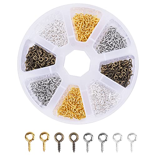 🎁Il Pacchetto Include: Riceverai 800 pezzi di piccoli ganci per occhielli a vite in una scatola di immagazzinaggio. La dimensione di ogni pin è 4 x 8 mm. Una quantità sufficiente può soddisfare le tue esigenze di creazione di gioielli.