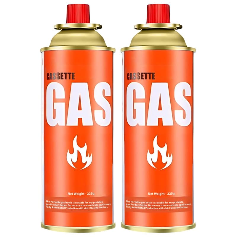 Cloudberry Butane Gas Can for Camping Stoves - High Pressure Flame Portable liquefied Refill Canister - Welding Fuel to Refill Flame Lighters, Gas Torch Lighter - Aluminum 2 Can AB13