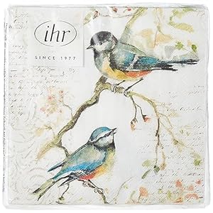 Boston International C811100 IHR Cocktail Beverage Paper Napkins 5 x 5 Inches Happy Little Titmice