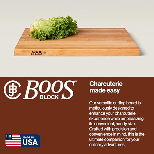 Image of John Boos R-Board Series Rectangular Wooden Maple Cutting Board 24 inchx18 inch - 1.5 inch Thick, 18-lb Reversible Butcher Block with Edge-Grain & Finger Grips - Made in the USA | - 1.5 inch Thick, 18-lb Reversible Butcher Block with Edge-Grain & Finger Grips - Made in the USA