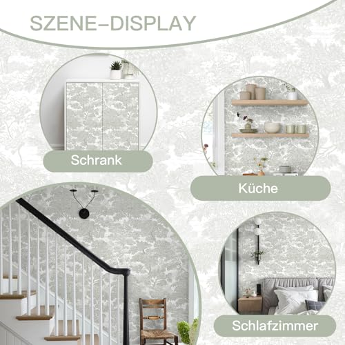 Papel tapiz moderno extraíble y lavable con diseño de árbol gris 6