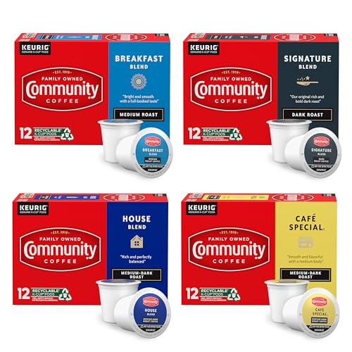 Image of Community Coffee Variety Pack 48 Count Coffee Pods, Medium Dark Roast, Compatible with Keurig 2.0 K-Cup Brewers, 12 Count (Pack of 4)