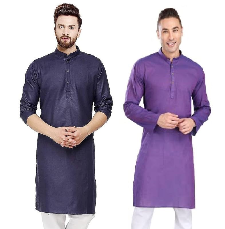 Image of WESTCORE Men's Cotton Kurta Combo - Pack of 2 | Traditional Ethnic Wear for Festivals & Celebrations
