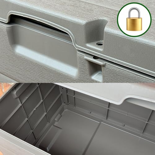 Ma Maison Baule Cassapanca Multiuso 340LT - Esterno, Interno, Apertura Superiore, Effetto Legno, Resina Taupe, Contenitore, Organizzatore, Stoccaggio - Made In Italy (Taupe 340Lt) - 7