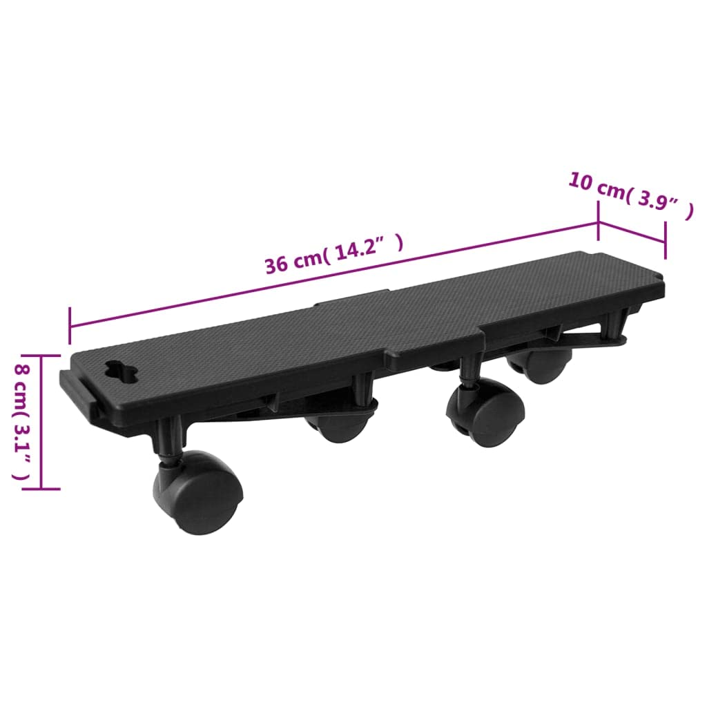 Transportroller mit 4 Rollen 4 Stück Schwarz Polypropylen 170 kg Tragfähigkeit rutschfeste Plattformwagen für Transport und Lagerung im Büro und Zuhause