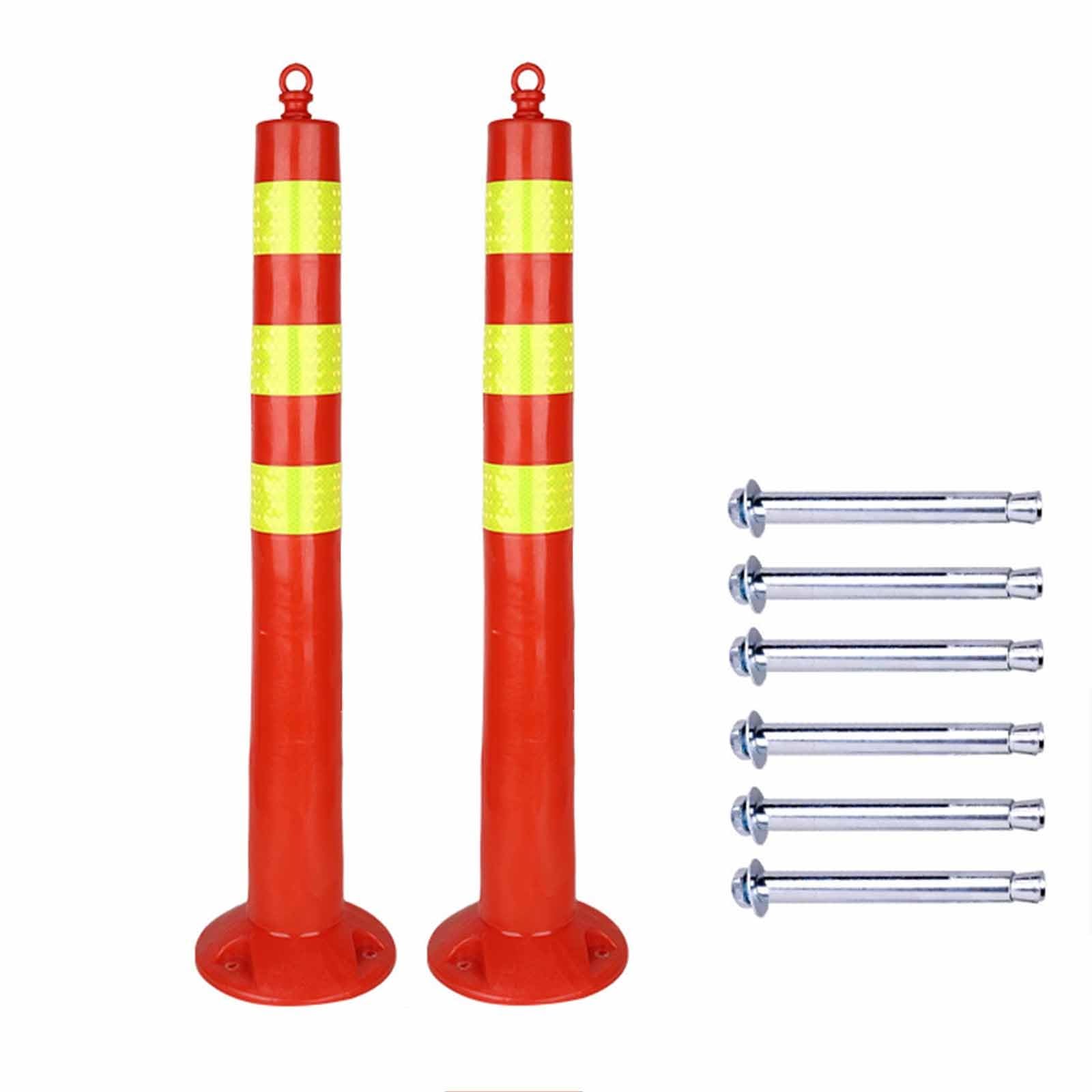 WQPMNYG Traffic Cones, Reflective Safety Barrier for Driveways, Warning Column with Mounting Bolts, Construction Bollard Post for Road Safety