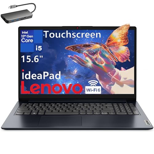 Image of Lenovo Laptop Computer, 15.6 inch Touchscreen FHD, Intel 10-Core i5-1334U, 16GB DDR4 RAM, 1TB PCIe SSD, WiFi 6, Bluetooth, Type-C, HDMI, Abyss Blue, Windows 11 for Home Students and Business, Type-C HUB