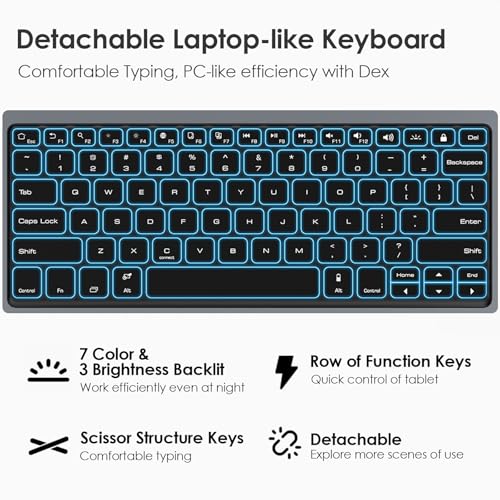 Image of Nillkin for Samsung Galaxy Tab S10 FE Plus 13.1 inch Case with Detachable Keyboard, 7-Color Backlit, Trackpad, S Pen Holder, Rugged Keyboard Case for Samsung Tablet S10 FE+, Portrait /Landscape Modes