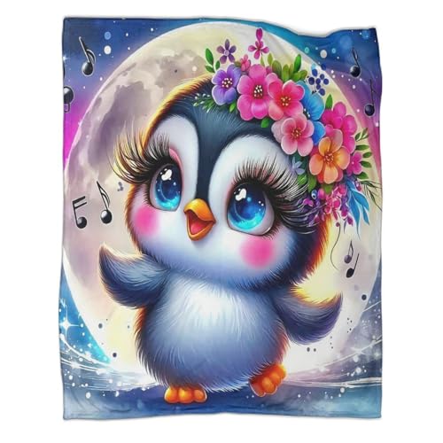 Couverture pingouin en microfibre chaude 100x130cm pour lit d'adolescent - 3