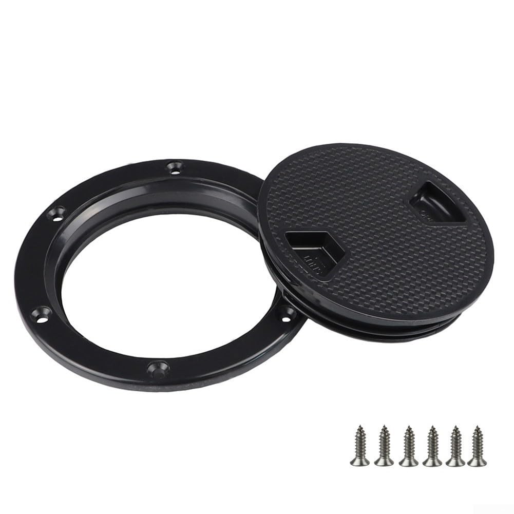 HpLive 4"/6"/8" Black Round Inspection Hatch with Removable Cover, Non-Slip Hatch Lid for Boats and Yachts (6 Inches)