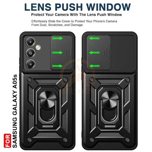 Image of Armor Bumper Back Cover Case for Vivo T3 Pro /iQOO Z9S Pro 5G | Rotating Camera Cover, Ring Holder & Kickstand | Heavy Duty & 360 Degree Protection Back Cover (Black)