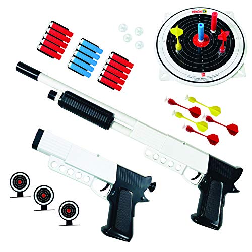 KUMEDAL Champion Set for Kids - Plastic Air Pump Shooting Blaster Toy Guns That Look Real - Including Target ,Dart, Soft Foam Bullets with Suction Cup - Airsoft Toy Weapons for Boys and Girls
