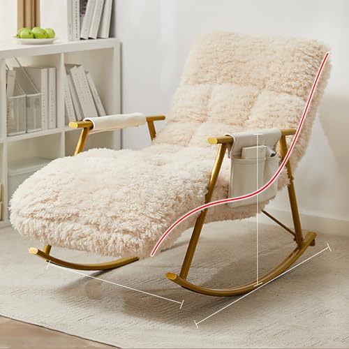 Mecedora de gran tamaño para exteriores con marco de acero, cómodas sillas de patio para adultos, capacidad de peso de 300 libras, ideal para patio, balcón, porche, silla de camping (patas doradas)