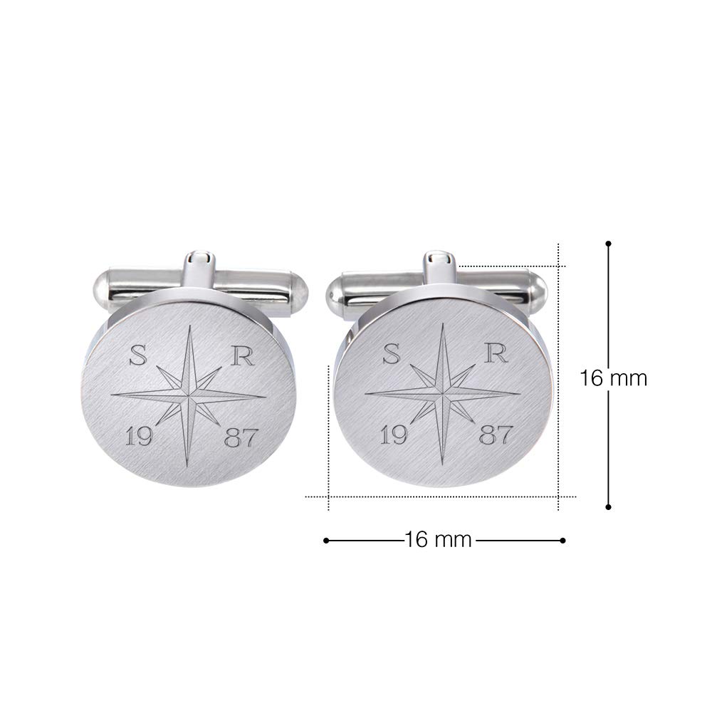 Gravado Boutons de Manchette en INOX Matt - Gravure Marine