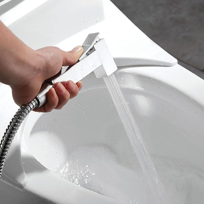 Wysokiej jakości zestaw termostatyczny kwadratowy chromowany mosiężny bidet, muzułmańska głowica prysznicowa Shattaf, higieniczny spray toaletowy, 1 zestaw
