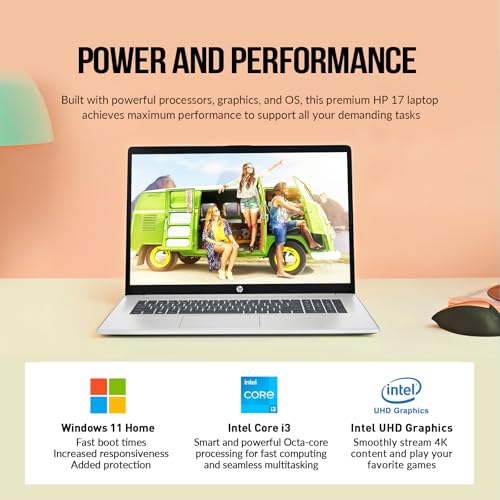Image of HP Laptop 17 Inch, 17.3 inch Laptop Computer, Intel 8-Core i3, HD+(1600x900) Anti-glare Large Screen Laptop PC, Customized 8GB /16GB /32GB RAM+256GB /512GB /1TB /2TB SSD, Copilot AI, 10-Key, Windows 11 Home