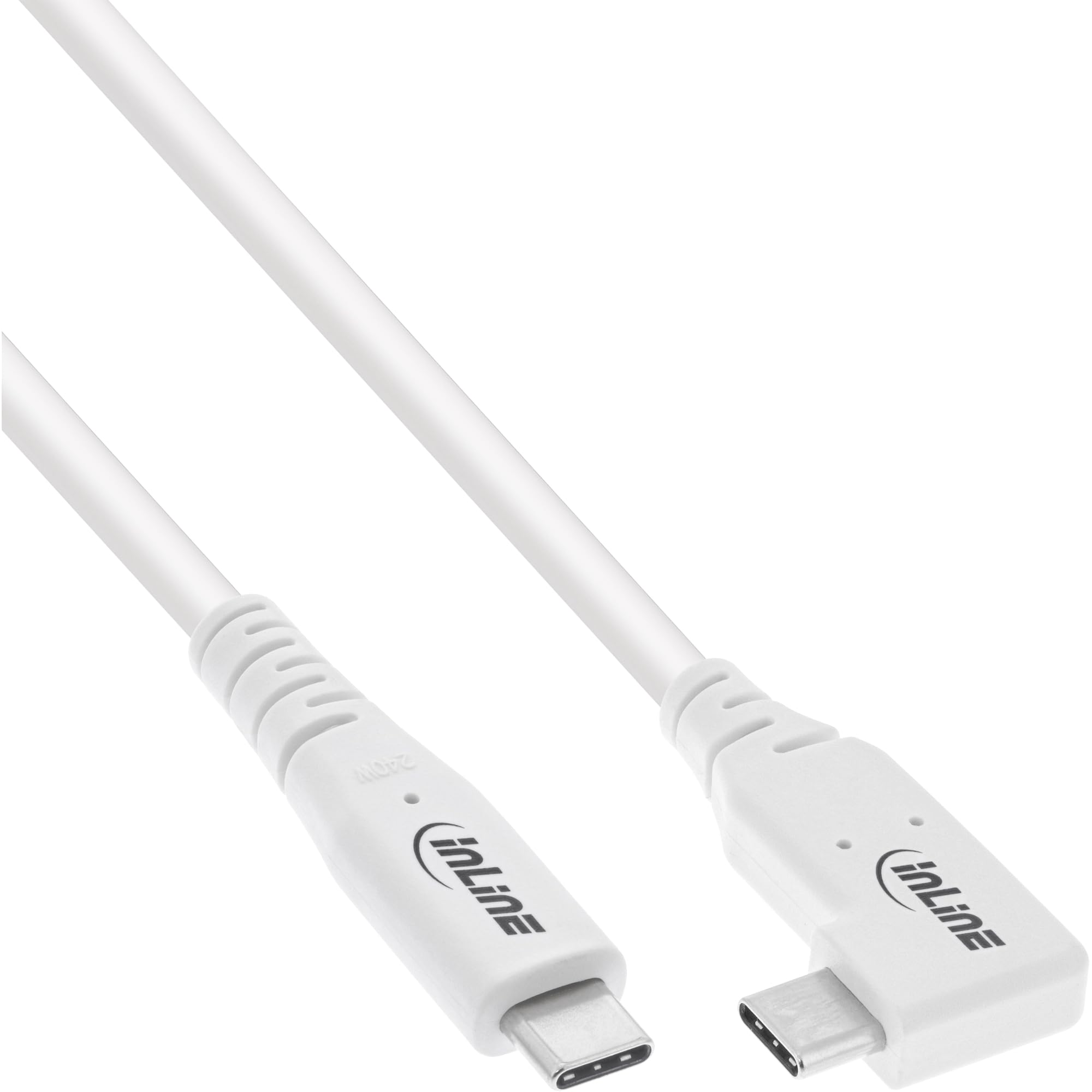 InLine USB4 Cable, 240W USB-C to USB-C Charging Cable, Single Angled, PD 3.1, 40 Gb/s, 8K@60Hz, Thunderbolt 3, for Screens, Hard Drives, Graphics Cards, Smartphones and More, 1 m, White, 35911W