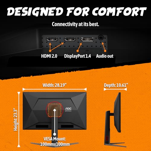 Image of AOC 32 inch Gaming Monitor 4K IPS Dual Mode 320Hz G-SYNC Compatible, U32G4 | 3840x2160 Computer Monitor, 4K 160Hz / FHD 320Hz, 0.5ms / 0.3ms, HDR, HDMI 2.1, DP 1.4, Height Adjustable, Earphone Out, VESA