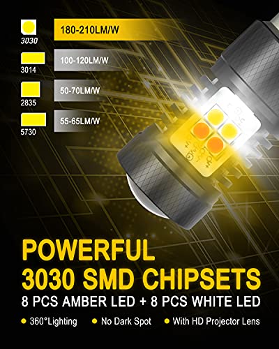 Image of AUXITO 1157 Switchback LED Turn Signal Light Bulbs 2057 2357 7528 BAY15D P21 /5W White /Amber Dual Color LED Bulbs with 3030SMD Chipsets for Turn Signal Blinker Parking Daytime Running Tail Lights