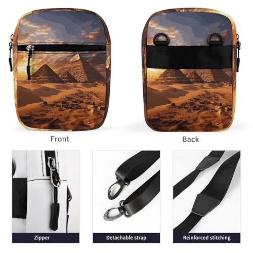 Personalized Small Crossbody Bag Water Resistant Messenger Bags Mini Egyptian Pyramids Printing SlingBag For Men Women3