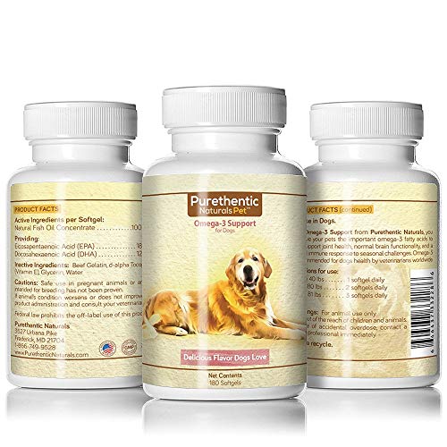 Omega 3 For Dogs, Fish Oil For Dogs 180 Softgels Pure & Natural Fatty Acids. (High Epa And Dha) (Helps Dog Allergies & Brain Function) Made In Usa (2 Bottles - Save 10%) #TOP4