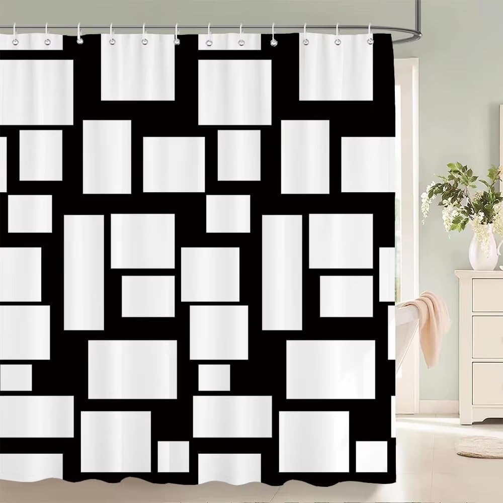KELAIMI Abstract Geometric Shower Curtains,Modern Luxury Bathroom Curtains,Simple Aesthetic Washable Quick-Dry Bathtub Curtains Style 6 180X210Cm