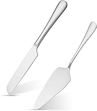 Cake Knife and Server Set, Silver Stainless Steel Pie Server Cake Cutting Set for Wedding, Cake Cutter Cake Knife Serving Set for Wedding, Birthday and Parties (Silver)