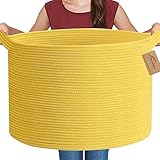 Top 10 Best Yellow Basket Reviews & Comparison | Updated 4 MEGASKET Extra Large Yellow Basket, 22” X 22” X 14” Cotton Rope Yellow Decor for Living Room Bedroom, Woven Basket for Blanket, Laundry, Towel, Shoe, Baby Nursery Toy Organizer, Room Decor Storage Bin