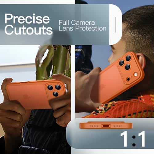 Image of JETech Matte Case for iPhone 17 Pro 6.3-Inch, Shockproof Military Grade Drop Protection, Full Camera Lens Protection, Frosted Translucent Back Minimalist Phone Cover (Orange)
